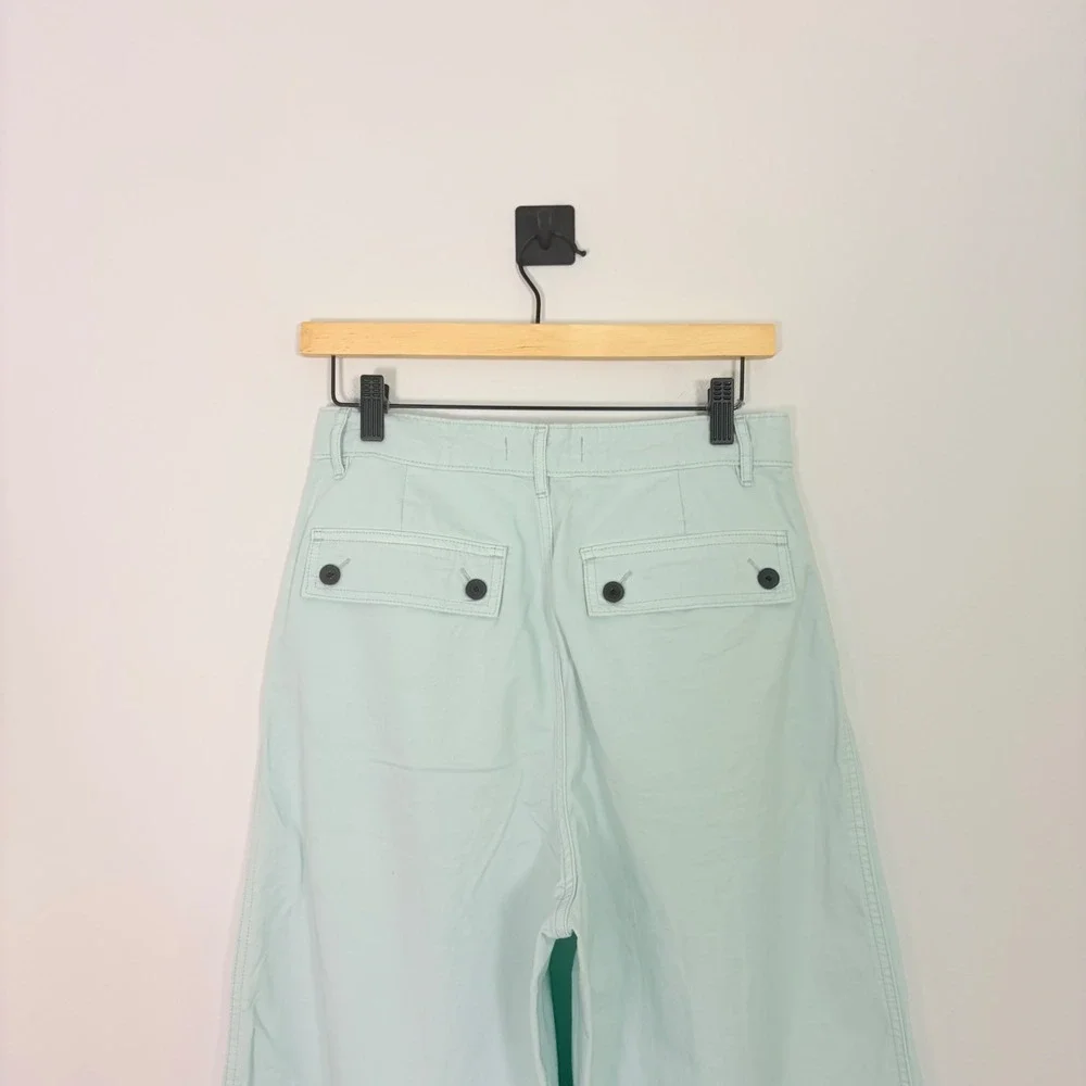 Everlane The Tourist Pant Mint Green Organic Cotton Linen‎ Wide Leg High Rise 4